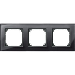 System M - M Elegance - Plaque de finition - 3 postes - verre noir - 489303 Schneider Electric