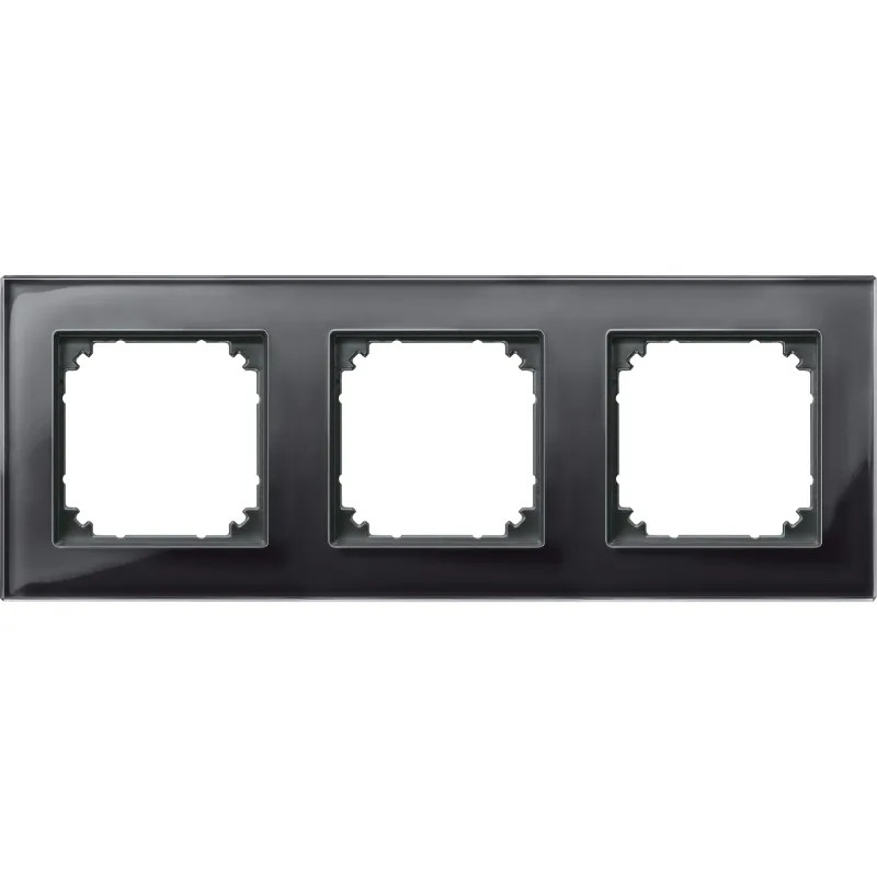 System M - M Elegance - Plaque de finition - 3 postes - verre noir - 489303 Schneider Electric