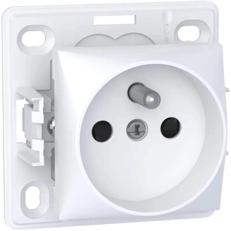 Alréa, prise de courant 2P + T, connexion rapide, blanc polaire - ALB61273P Schneider Electric