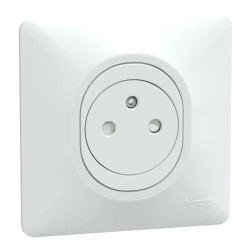 Prise 2P+T affl Blanc grif plq - S321052 Schneider Electric