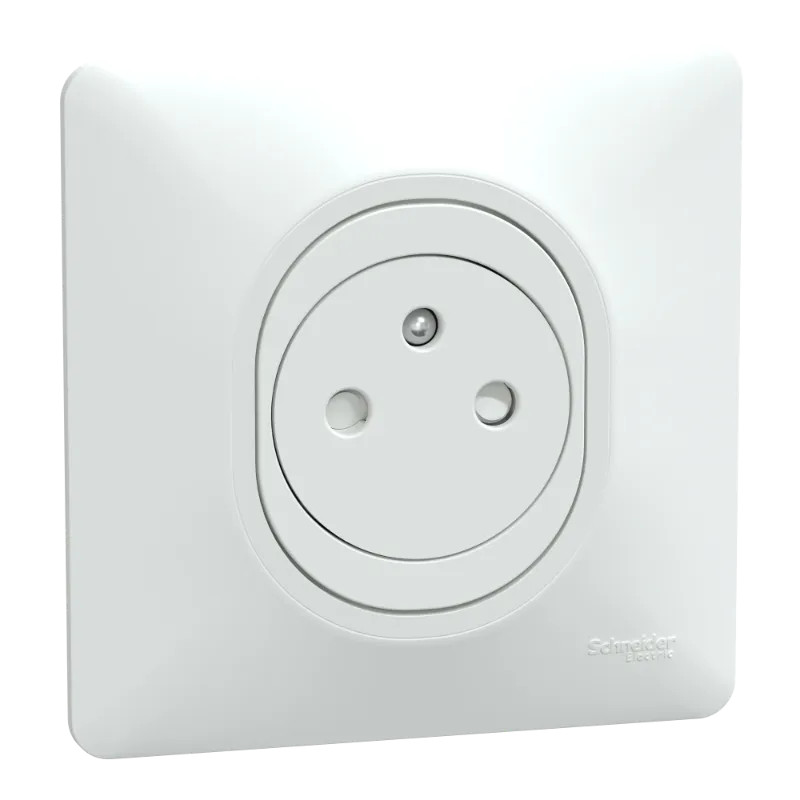 Prise 2P+T affl Blanc grif plq - S321052 Schneider Electric