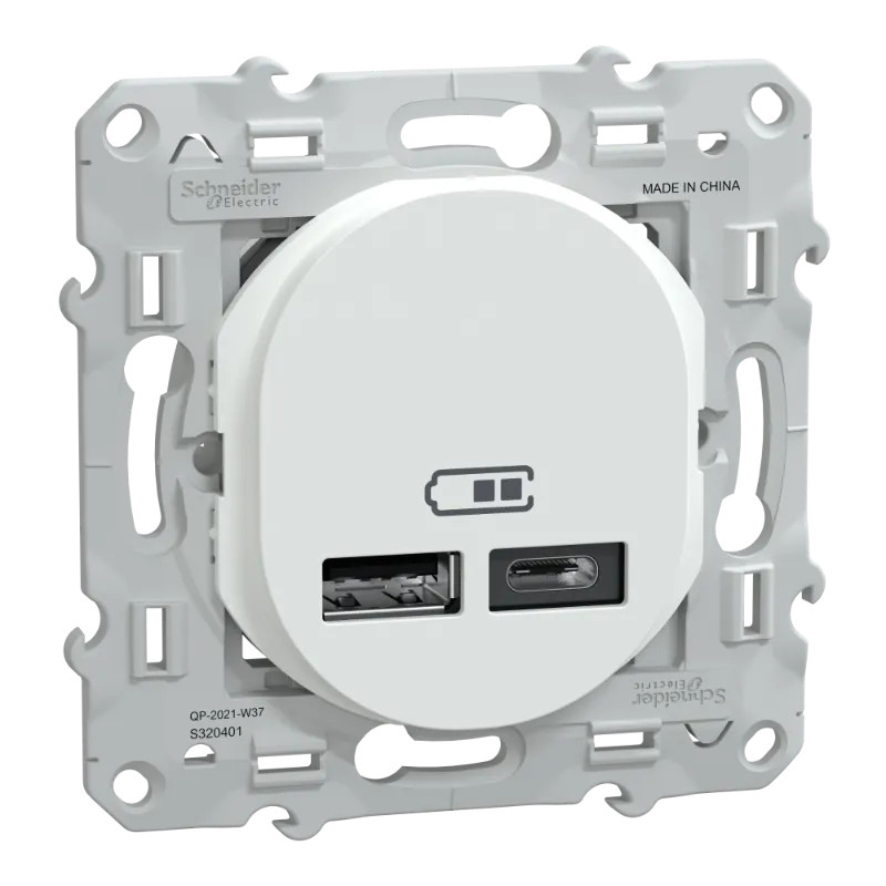 Ovalis - double chargeur USB A+C 12W - Blanc - S320401 Schneider Electric