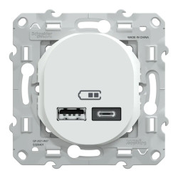 Ovalis - double chargeur USB A+C 12W - Blanc - S320401 Schneider Electric