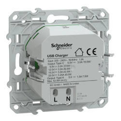 Chargeur USBA 7,5W+C 45W Blanc - S320403 Schneider Electric