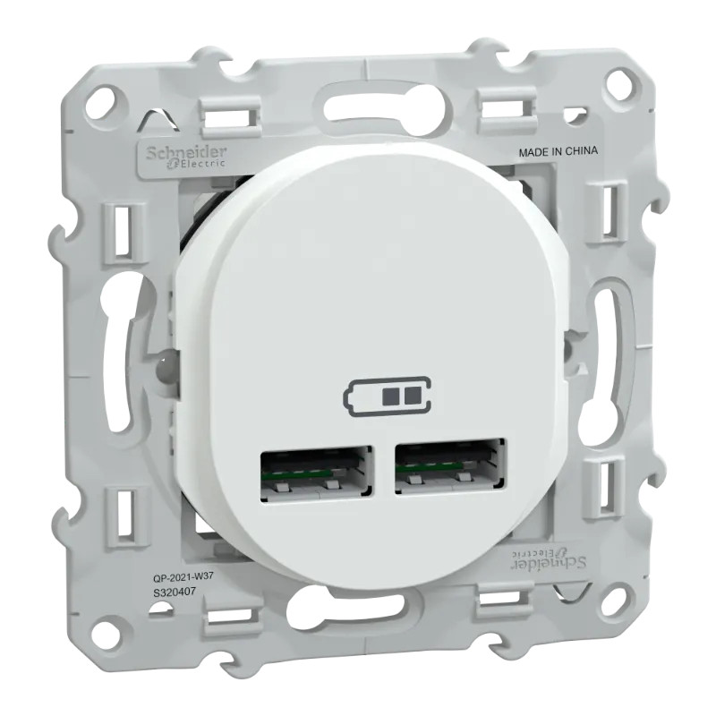 Ovalis - double chargeur USB A+A 10,5W - Blanc - S320407 Schneider Electric