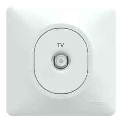 Ovalis - prise TV simple - Blanc - griffes montées - avec plaque - S321405 Schneider Electric