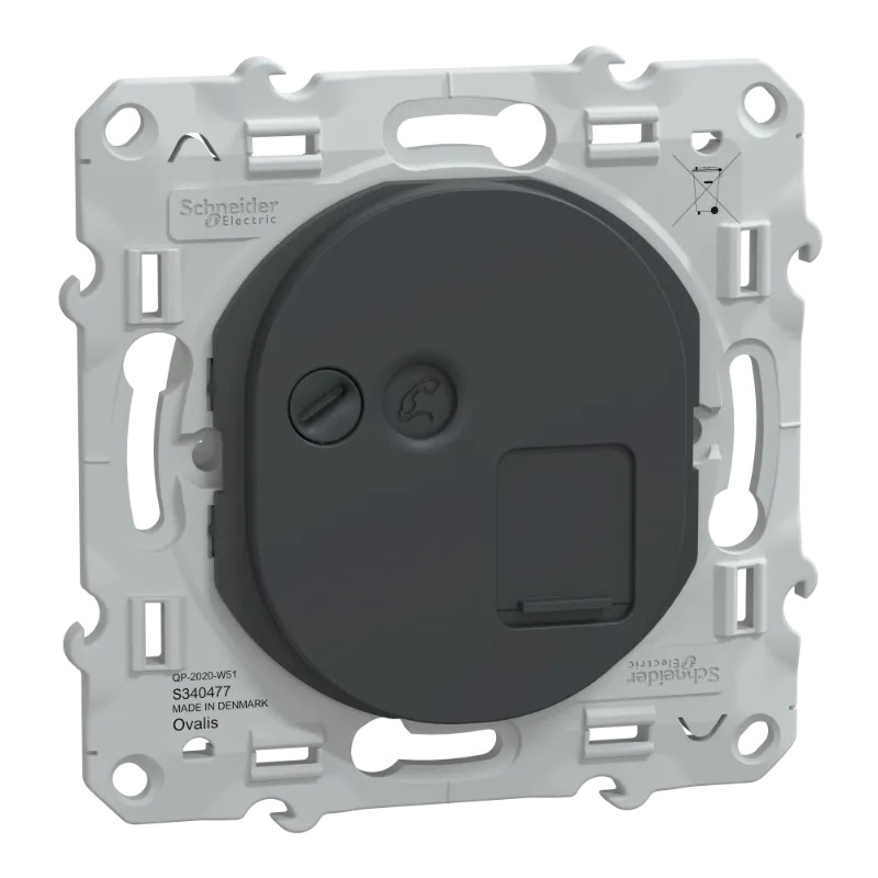 Ovalis - prise RJ45 cat.6a STP - grade 3 (multimédia +) - Anthracite - S340477 Schneider Electric
