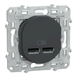 Ovalis - double chargeur USB A+A 10,5W - Anthracite - S340407 Schneider Electric