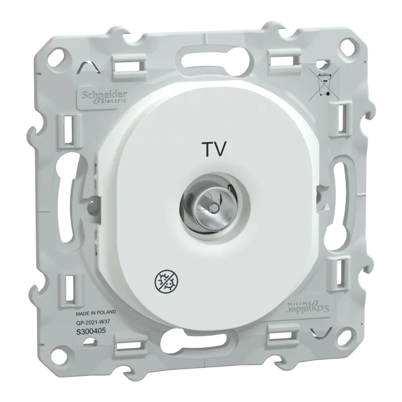 Ovalis - prise TV simple - Antibactérien - S300405 Schneider Electric