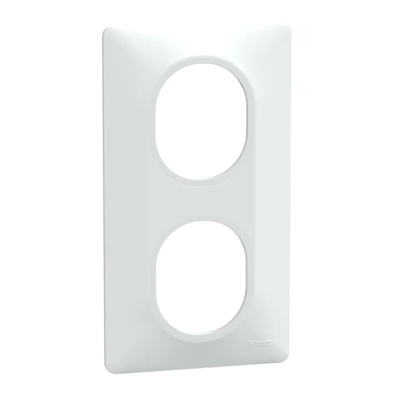 Ovalis - Plaque de finition - 2 postes Vertical - entraxe 71 mm - Blanc - S320724 Schneider Electric
