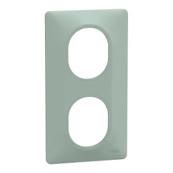 Ovalis - Plaque de finition - 2 postes Vertical - entraxe 71mm - Sauge - S320724A Schneider Electric