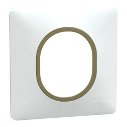 Ovalis - Plaque de finition - 1 poste Blanc avec bague effet Laiton - S320702D Schneider Electric