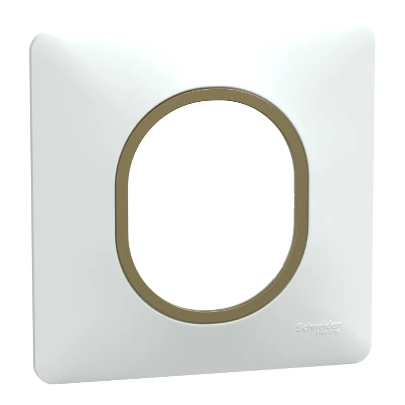 Ovalis - Plaque de finition - 1 poste Blanc avec bague effet Laiton - S320702D Schneider Electric