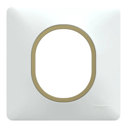 Ovalis - Plaque de finition - 1 poste Blanc avec bague effet Laiton - S320702D Schneider Electric