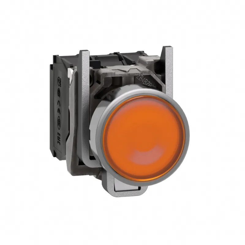 Harmony XB4 - poussoir lumineux LED - 1F+1O - orange - Ø22 - 24VACDC - XB4BW35B5 Schneider Electric