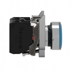 Harmony XB4 - poussoir lumineux LED - 1F+1O - bleu - Ø22 - 24VACDC - XB4BW36B5 Schneider Electric