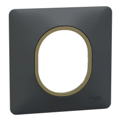 Ovalis - Plaque de finition - 1 poste Anthracite bague effet Laiton - S340702E Schneider Electric