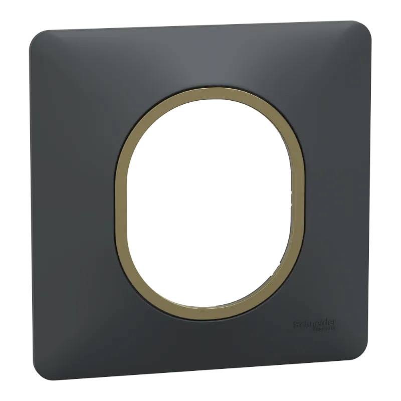 Ovalis - Plaque de finition - 1 poste Anthracite bague effet Laiton - S340702E Schneider Electric