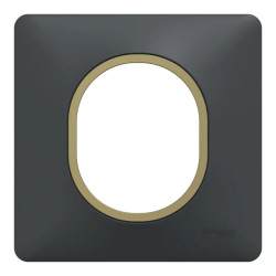 Ovalis - Plaque de finition - 1 poste Anthracite bague effet Laiton - S340702E Schneider Electric