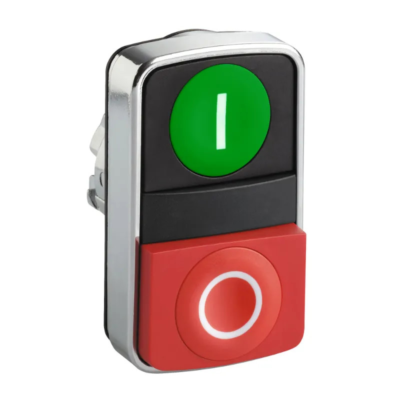 Harmony XB4 - tête bouton double touche - Ø22 - marqué - vert/rouge - ZB4BL7341 Schneider Electric