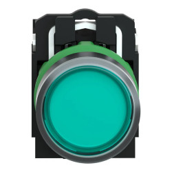 Harmony bt-pous lumineux vert Ø22 - impulsion - inf. ou egal250 V - 1O+1F - XB5AW3365 Schneider Electric