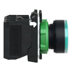 Harmony bt-pous lumineux vert Ø22 - impulsion - inf. ou egal250 V - 1O+1F - XB5AW3365 Schneider Electric