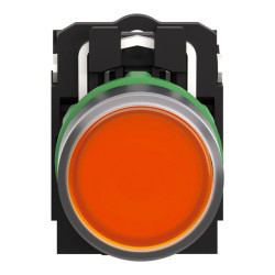 Harmony bt-pous lumineux orange Ø22 - impulsion - 24V - 1O+1F - XB5AW35B5 Schneider Electric