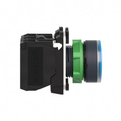 Harmony bt-pous lumineux bleu Ø22 - impulsion - 24V - 1O+1F - XB5AW36B5 Schneider Electric