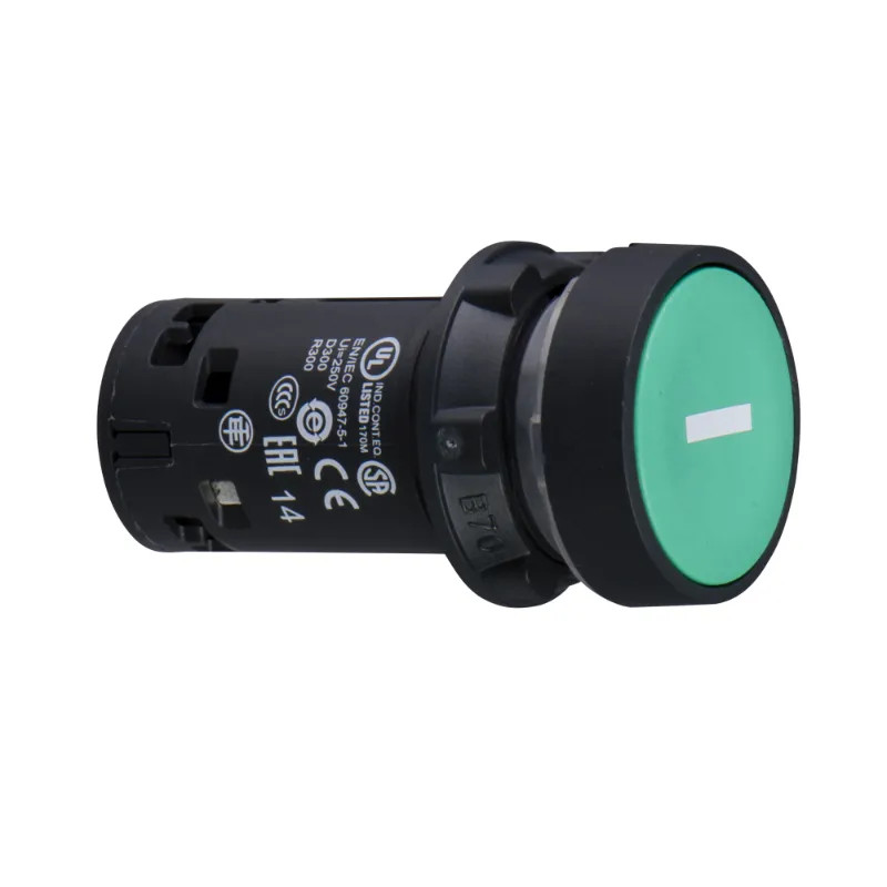 Harmony bouton-poussoir affleurant - Ø22 - vert -1F - blanc I - XB7NA3131 Schneider Electric