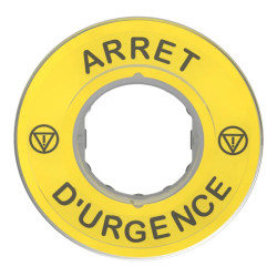 Harmony - étiquette circulaire jaune 3D - Ø60 - Arrêt Urgence - ZBY9120 Schneider Electric