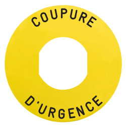 Harmony - étiquette plate - jaune - 'COUPURE D'URGENCE' - Ø60 - ZBY9160 Schneider Electric