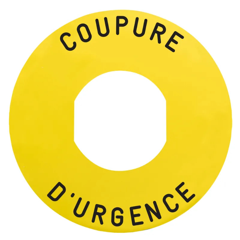 Harmony - étiquette plate - jaune - 'COUPURE D'URGENCE' - Ø60 - ZBY9160 Schneider Electric