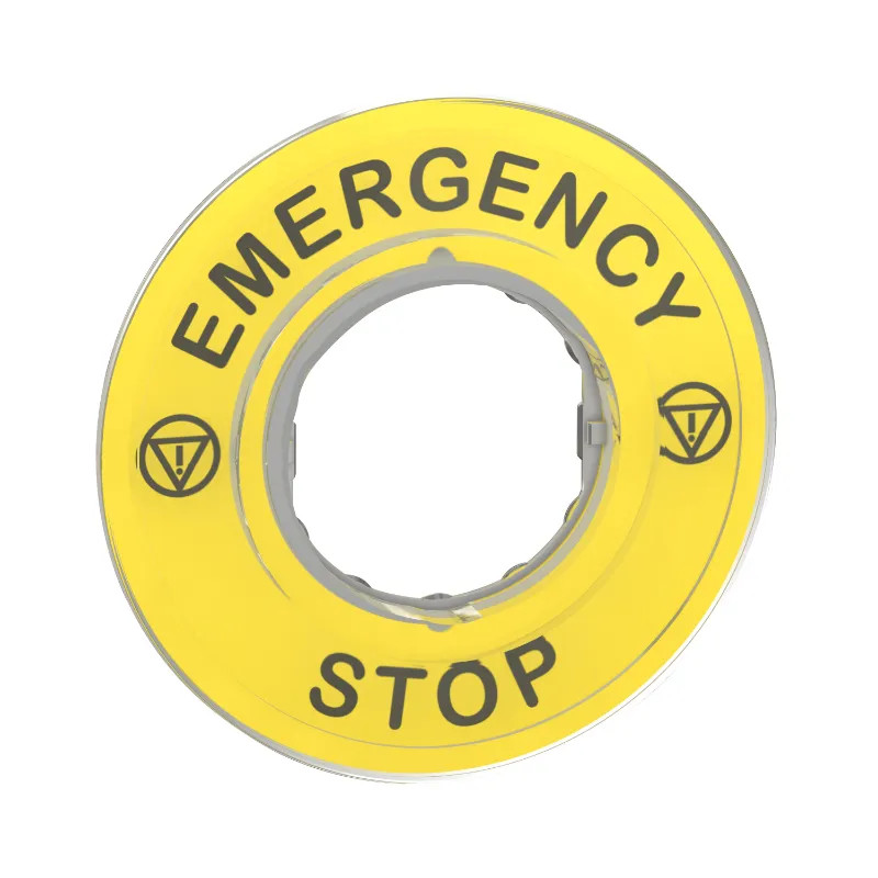 Harmony - étiquette circulaire jaune 3D - Ø60 - Emergency Stop - ZBY9320 Schneider Electric