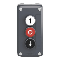 Harmony boite - 3 boutons poussoirs Ø22 - blanc /rouge /noir - XALD325 Schneider Electric