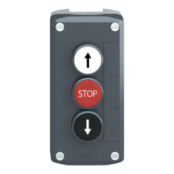 Harmony boite - 3 boutons poussoirs Ø22 - blanc /rouge /noir - XALD326 Schneider Electric