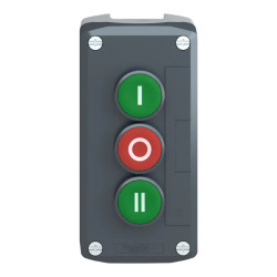 Harmony boite - 3 boutons poussoirs Ø22 - vert /rouge /vert - XALD339 Schneider Electric