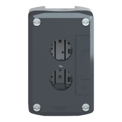 Harmony XAL - boite 2 trous Ø22 - couvercle gris foncé - fond gris clair - XALD02 Schneider Electric
