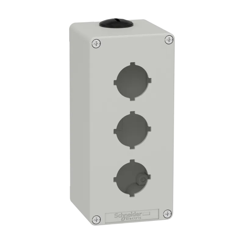 Boite métal vide grise - M25 x2 - 3 trous 30 mm - 80x175x77 mm - XAPD3603 Schneider Electric