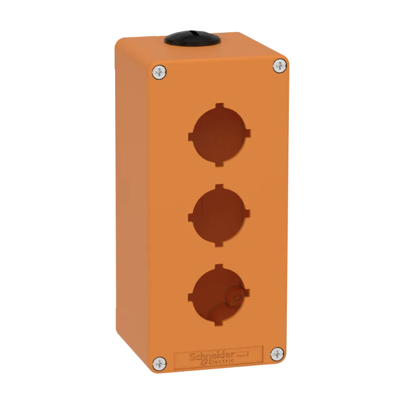 Boite métal vide orange - M25 x2 - 3 trous 30 mm - 80x175x77 mm - XAPO3603 Schneider Electric