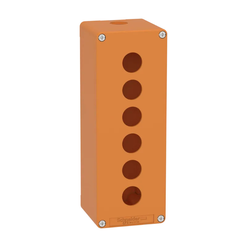 Boite métal vide orange - M25 x1 - 6 trous 22 mm - 80x220x77 mm - XAPO4506 Schneider Electric
