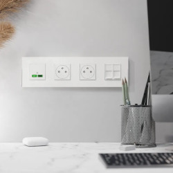 Unica D plaq blanc/argent 4P - NU600840 Schneider Electric