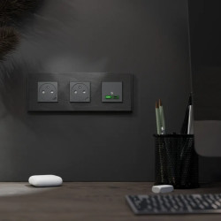 Unica Déco Signature - Plaque de finition - Ardoise - 3P horiz vert - NU600677 Schneider Electric