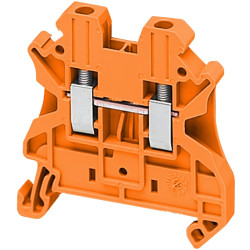 Borne à vis - passant - 2 points - 2,5mm² - orange - NSYTRV22AR Schneider Electric