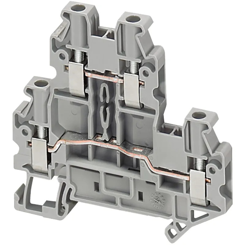 Borne à vis - 2 niveaux - passant - 4 points - 2,5mm² - gris - NSYTRV24D Schneider Electric