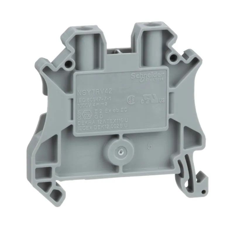 Borne à vis - passant - 2 points - 4mm² - gris - NSYTRV42 Schneider Electric