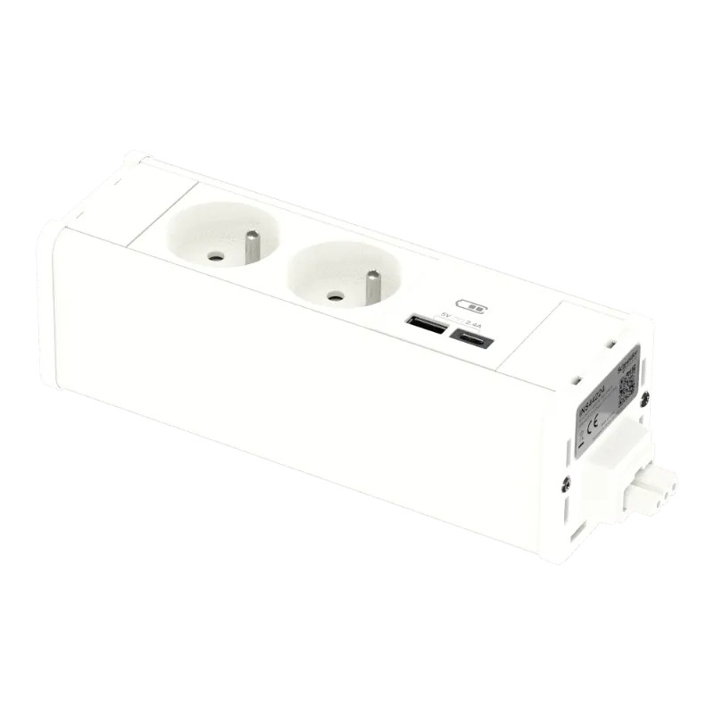 Unica System+ - nourrice précâblée M - 2 prises 2P+T + USB A+C - blanc - INS44224 Schneider Electric