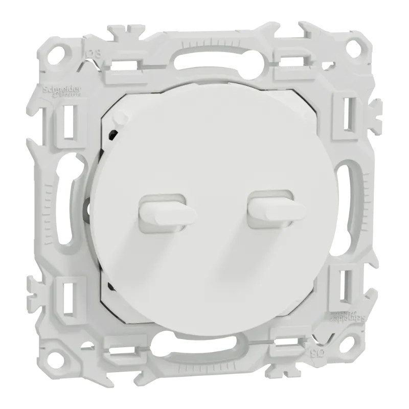 Odace - double va-et-vient ou poussoir à levier - 10AX - blanc craie