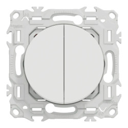 Odace - double va-et-vient ou poussoir - 10AX - blanc craie