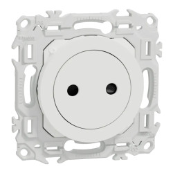 Odace - prise 2P affleurante - bornes automatiques - blanc craie