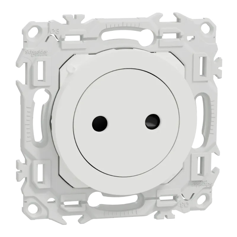 Odace - prise 2P affleurante - bornes automatiques - blanc craie